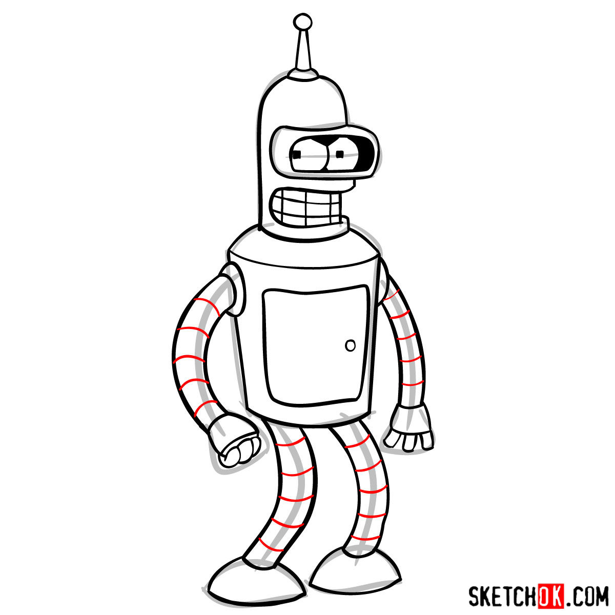 How to draw Bender Rodríguez - step 10